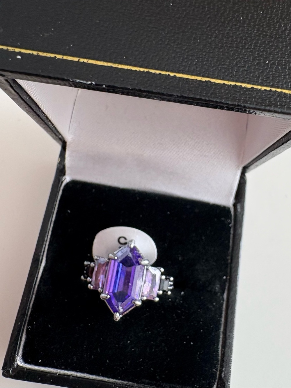 Bomb Party The Elsa Ring RG89759 Purple Topaz CZ Hematite Plating